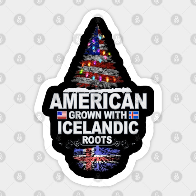 Christmas Tree  American Grown With Icelandic Roots - Gift for Icelandic From Iceland Sticker by Country Flags